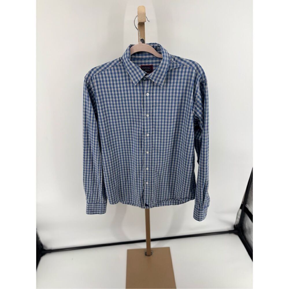 UNTUCKit Blue Check Gingham Long Sleeve Button Up Shirt Men’s Size Medium
